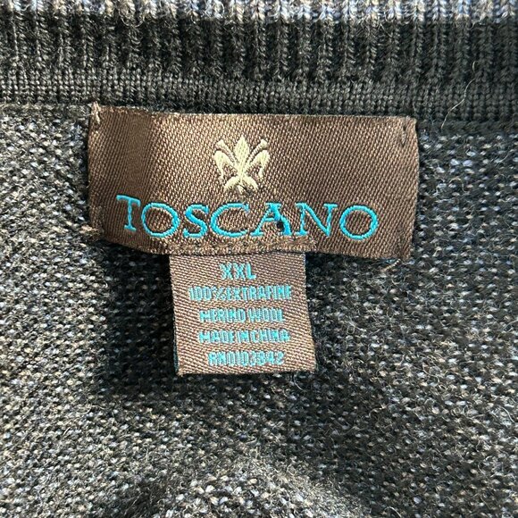 Toscano Mens Extra Fine Merino Wool V-Neck Sweater XXL Heather Gray Pullover - Picture 3 of 7